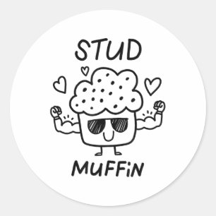 Adesivo Redondo Dia de os namorados de Muffin com Coração de Amor 