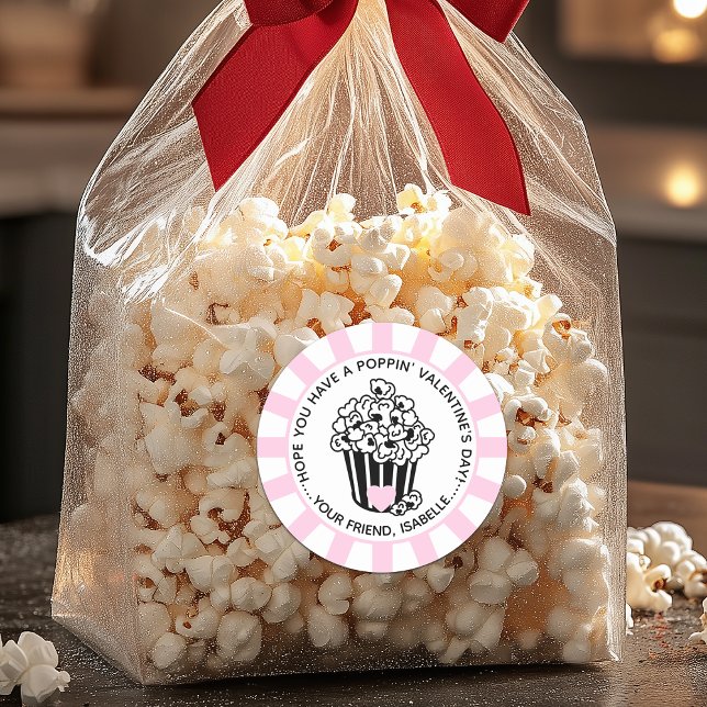 Adesivo Redondo Dia de os namorados de Poppin Moderno (Modern Poppin' Valentine's Day Classic Round Sticker For Kids)