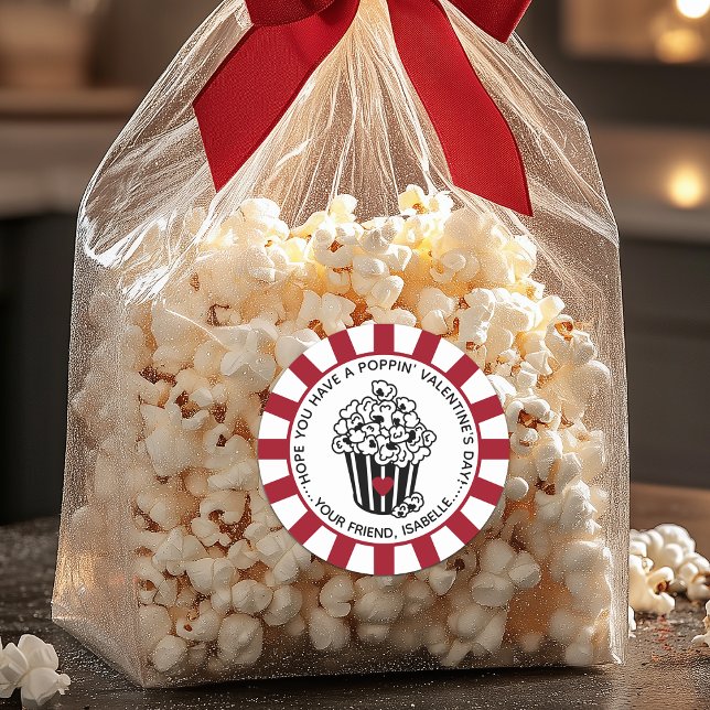 Adesivo Redondo Dia de os namorados de Poppin Moderno (Modern Poppin' Valentine's Day Classic Round Sticker For Kids)