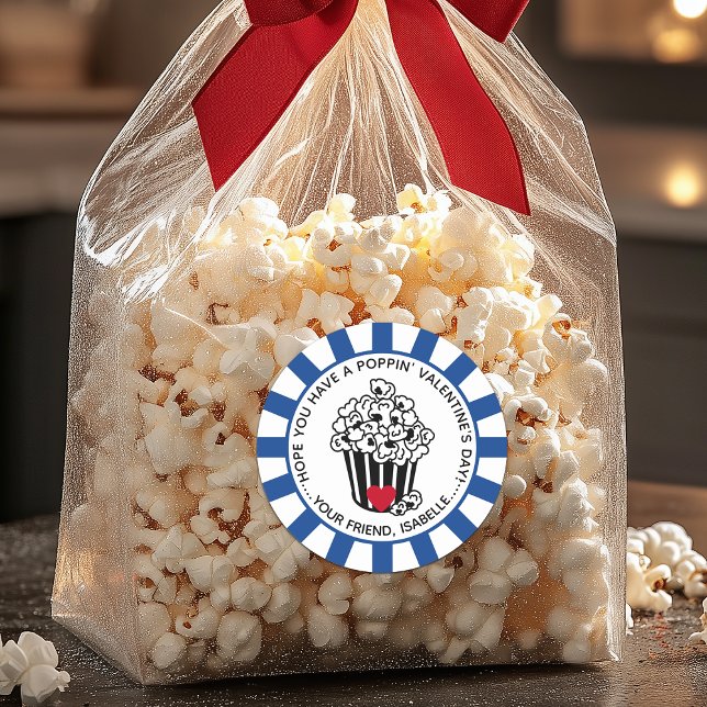 Adesivo Redondo Dia de os namorados de Poppin Moderno (Modern Poppin' Valentine's Day Classic Round Sticker)