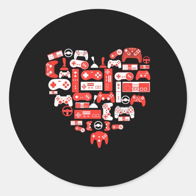 Adesivo Redondo Dia de os namorados de videogame para jovens adole (Frente)