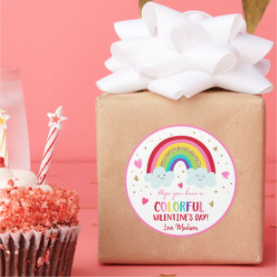 Adesivo Redondo Dia de os namorados do Arco-Íris Dourado Rosa