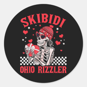 Adesivo Redondo Dia de os namorados engraçado Skibidi Ohio Rizzler