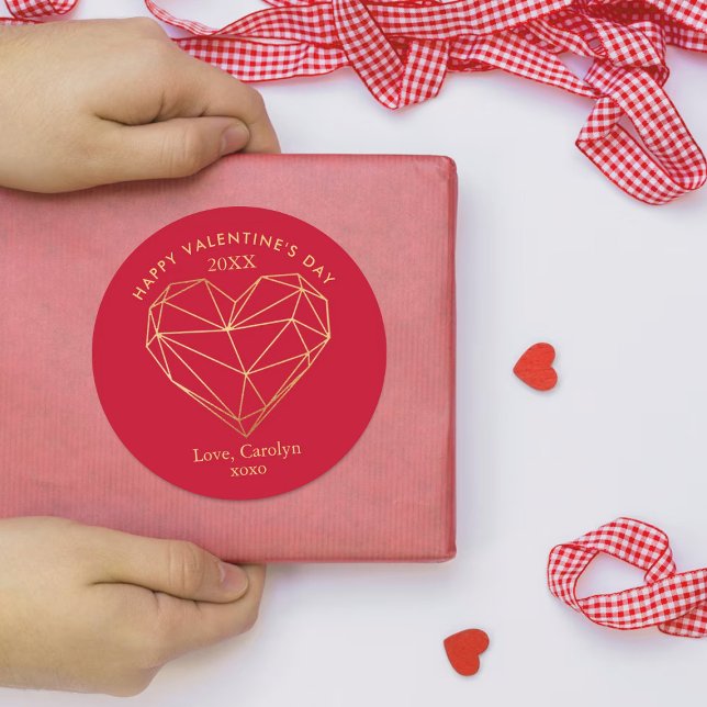 Adesivo Redondo Dia de os namorados Geométrico de Folha de Ouro (Criador carregado)