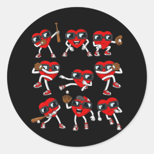 Adesivo Redondo Dia de os namorados Heart Baseball Hitter Pitcher 