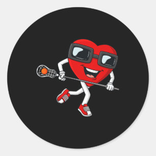 Adesivo Redondo Dia de os namorados Heart Holding Lacrosse Stick B