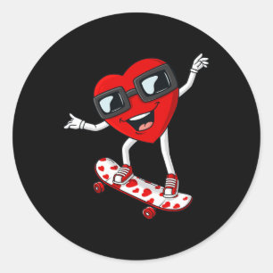 Adesivo Redondo Dia de os namorados Heart Riding Skateboard Boys T