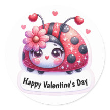 Dia de os namorados Ladybug de Coração Rosa Adoráv