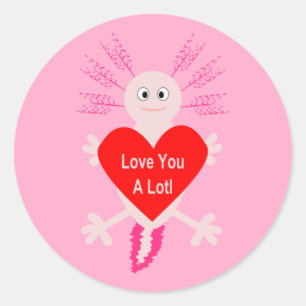 Adesivo Redondo Dia de os namorados Love Heart Axolotl