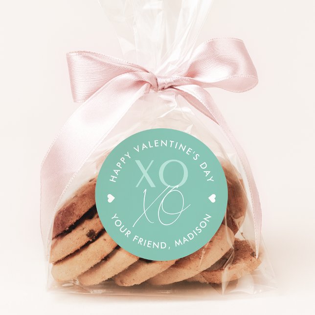 Adesivo Redondo Dia de os namorados Personalizado XOXO Verde da Ca (Criador carregado)