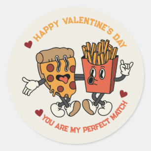 Adesivo Redondo Dia de os namorados "Pizza e Batatas Fritas Corres