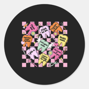 Adesivo Redondo Dia de os namorados Retro Dentista Dentista Higien