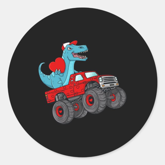 Adesivo Redondo Dia de os namorados T Rex Monster Truck Toddler (Frente)