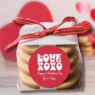 Adesivo Redondo Dia de os namorados Vermelho Bravo Moderno e Frio 