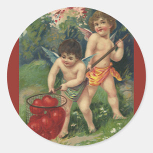 Adesivo Redondo Dia de os namorados Vitoriano Vintage, Oferta de A