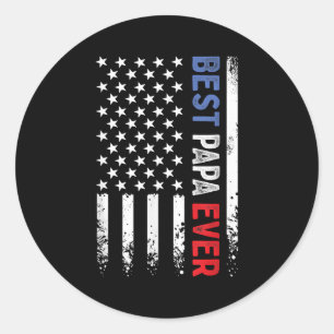 Adesivo Redondo Dia de os pais Best Papa Ever com bandeira america