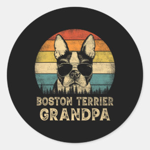 Adesivo Redondo Dia de os pais de BoBoston Terrier Grandpa Dog Lov