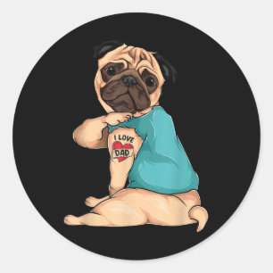 Adesivo Redondo Dia de os pais Dom Cachorro Engraçado Adoro Tatuag