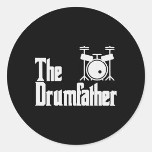 Adesivo Redondo Dia de os pais Engraçado O Drum-Padre Drummer Músi