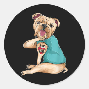 Adesivo Redondo Dia de os pais Oferece Cachorro Inglês Bulldog I L