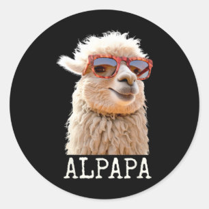 Adesivo Redondo Dia de os pais Pai Papa Alpapa Lama Pai Cute Alpac