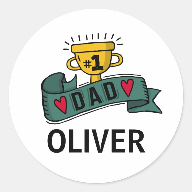 Adesivo Redondo Dia de os pais Personalizado de Nome Personalizado (Frente)