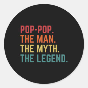 Adesivo Redondo Dia de os pais pop pop Mito Pai de Legenda Avô