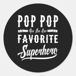 Adesivo Redondo Dia de os pais pop Pop super-herói Oferece Pai Av