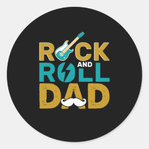 Adesivo Redondo dia de os pais Rock E Roll Pai