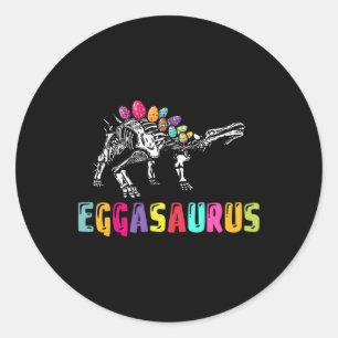 Adesivo Redondo Dia de Páscoa Dino - Eggasaurus Estegossauro Ovo D