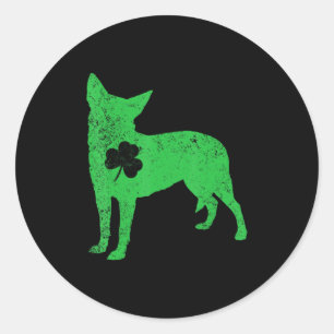 Adesivo Redondo Dia de Patrick, Rua Irlandesa de Cachorro Gado Aus