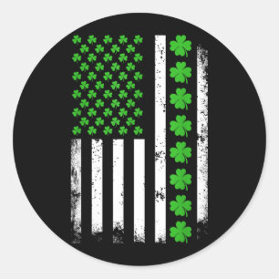 Adesivo Redondo Dia de São Patrício Bandeira Americana Trevo Irlan