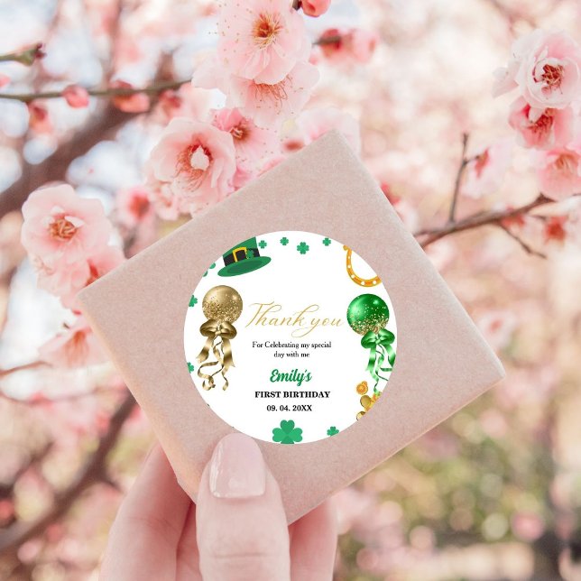 Adesivo Redondo Dia de São Patrício Choque Obrigado Aniversário (Criador carregado)