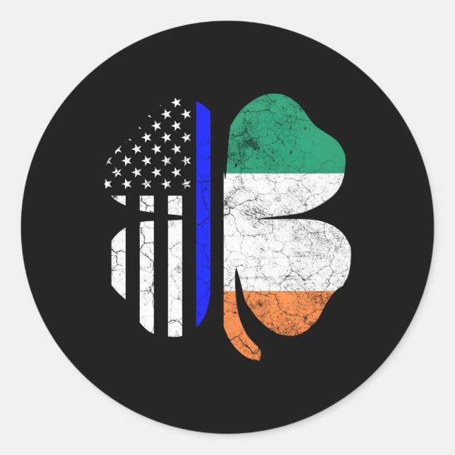 Adesivo Redondo Dia de São Patrício da Polícia de Bandeira Irlande (Frente)