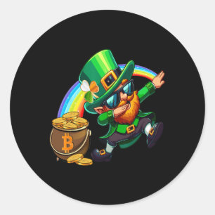 Adesivo Redondo Dia de São Patrício Dabbing Bitmoney Rainbow Lepre