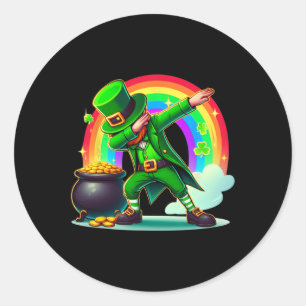 Adesivo Redondo Dia de São Patrício Dabbing Leprechaun Meninos Men