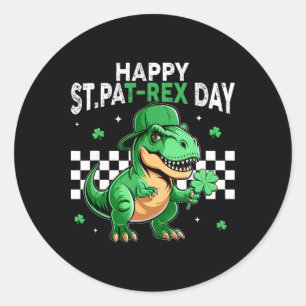 Adesivo Redondo Dia de São Patrício dos Dinossauros Feliz Dia de S