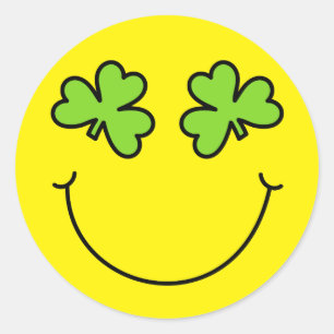 Adesivo Redondo Dia de São Patrício Emoji Shamrock Olhos