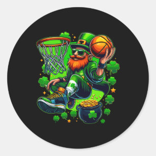 Adesivo Redondo Dia de São Patrício Estiloso Dunking Leprechaun Sk