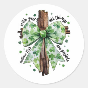Adesivo Redondo Dia de São Patrício Fé Cristã Trevo Shamrock