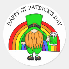 Adesivo Redondo Dia de São Patrício feliz | Gnome Leprechaun