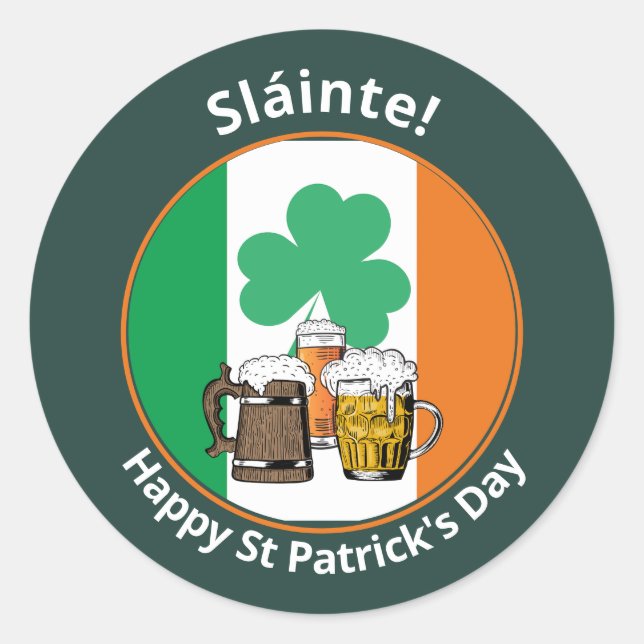 Adesivo Redondo Dia de São Patrício Irish Flag (Frente)