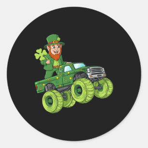 Adesivo Redondo Dia de São Patrício Leprechaun Monster Truck