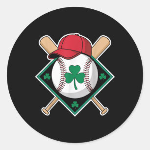 Adesivo Redondo Dia de São Patrício Shamrock Baseball Irish Para C