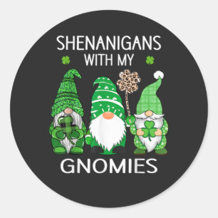 Adesivo Redondo Dia de São Patrício Shamrock Sortudo Gnomos Leopar