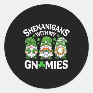 Adesivo Redondo Dia de São Patrício shamrocks sortudos gnomos mulh