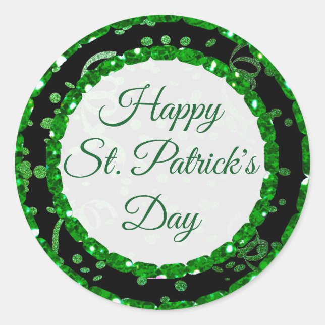 Adesivo Redondo Dia de São Patrício verde-palitos verdes