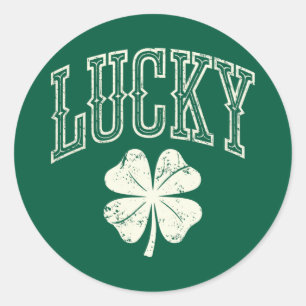 Adesivo Redondo Dia de São Patrício Vintage Lucky Clover