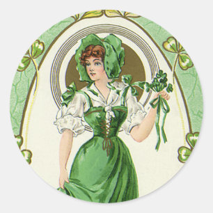 Adesivo Redondo Dia de São Patrício Vintage, Minha Linda Irlandesa