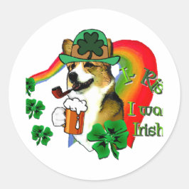 Adesivo Redondo Dia de São Patrício Welsh Corgi